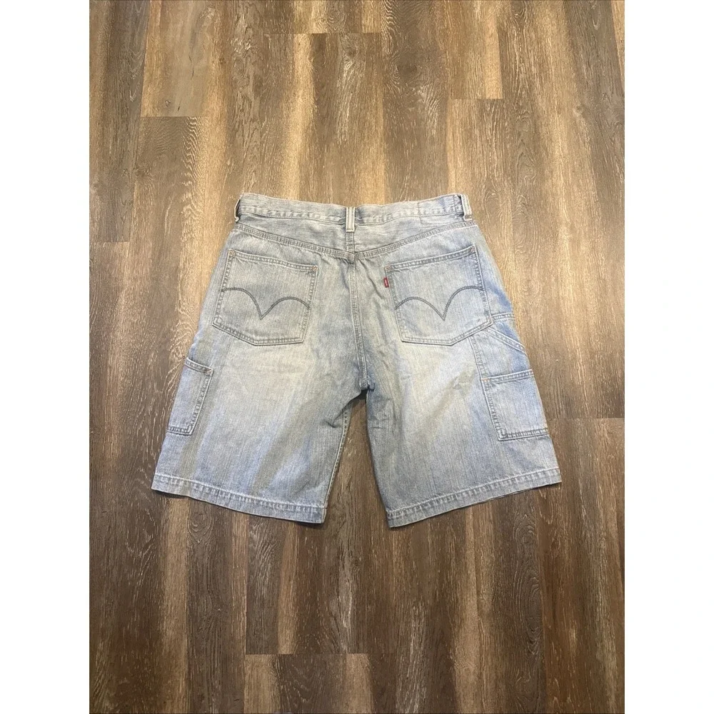VTG Y2K Levis Carpenter Denim Shorts Mens 36 Light Wash Blue Utility Workwear
